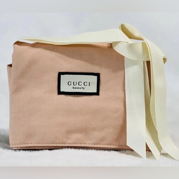 Gucci Beauty NEW LARGE Canvas Drawstring Cosmetic Makeup Toiletry Bag 14x11.5x3 - Picture 8 of 9